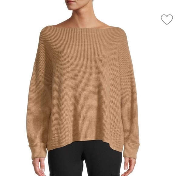 French Connection Waffle-Knit Boat Neck Sweater Women Size Medium, color BROWN - Picture 1 of 6